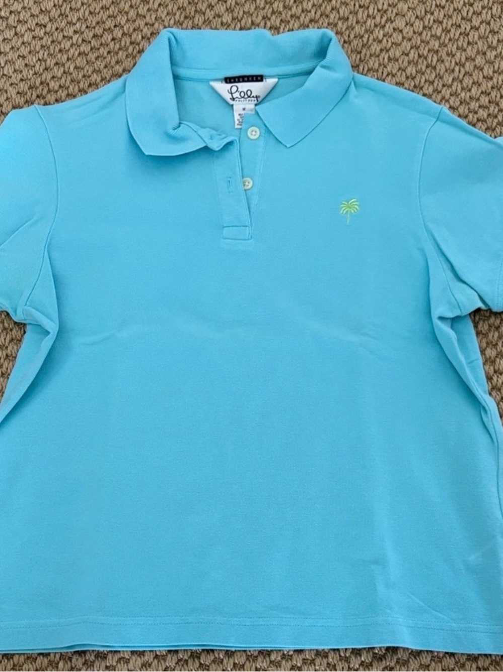 Lilly Pulitzer Aqua Blue Short-Sleeve Polo “Shrunken” size M
